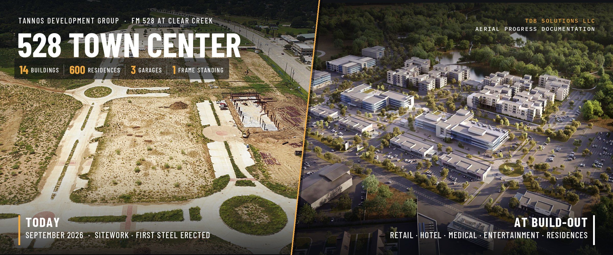 528 City Center — Today vs Build-Out Comparison
