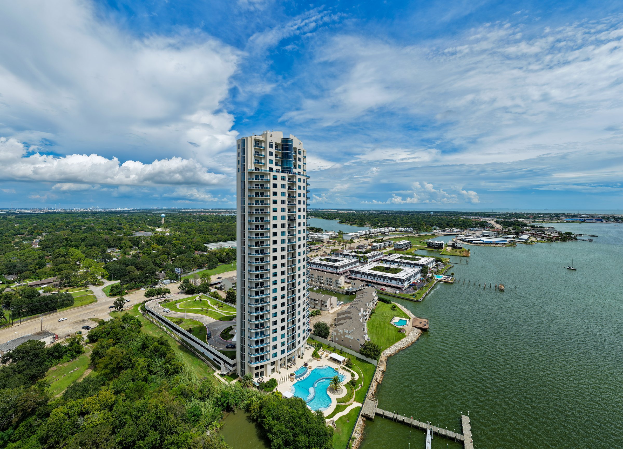 Waterfront High-Rise Aerial Real Estate Photography